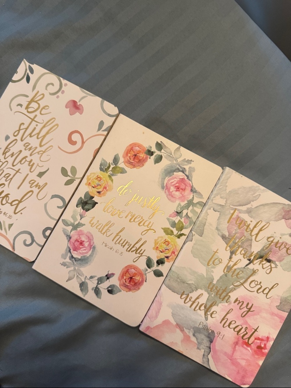 Set of 3 Floral Inspirational journal notebook Bible Christian verses lined